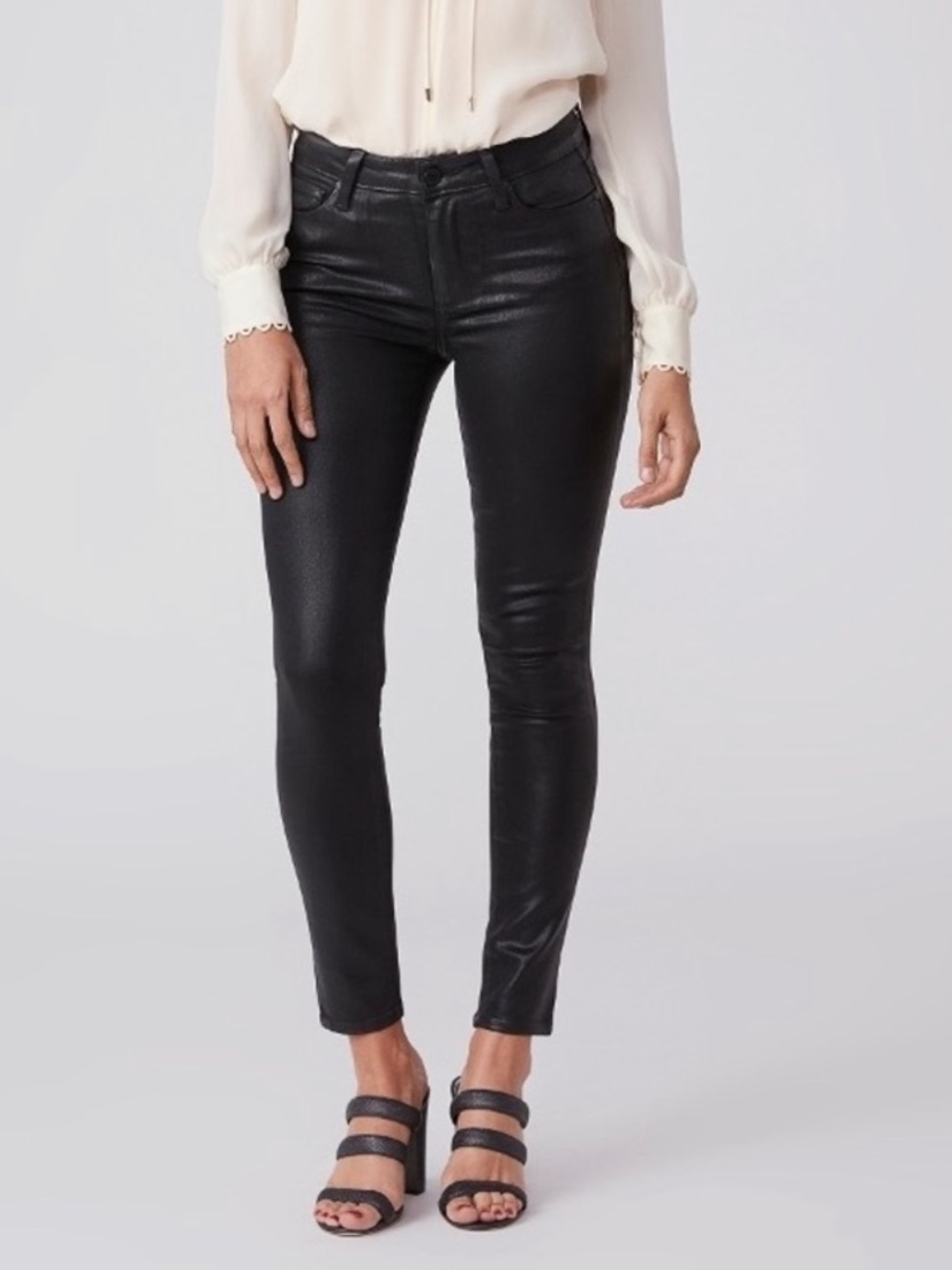 NWT Paige Hoxton Ankle Jeans in Black Fog Luxe Size 28